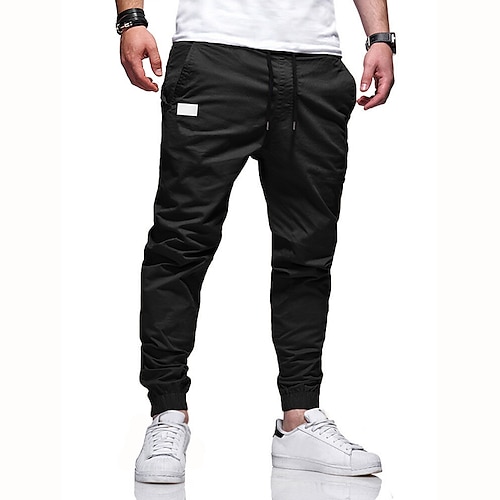 Herren Cargo-Hosen Cargohose Jogginghose Jogger Jogginghose Hose Kordelzug Elastischer Bund Einfach Sport im Freien Laufen Streetwear Training Armeegrün Schwarz Image