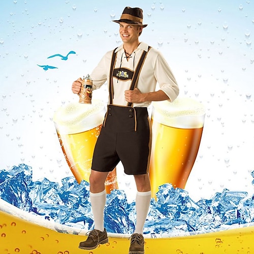Oktoberfest Bluse / Hemd Lederhosen Bayerisches Paar Oktoberfest-Paar Deutsch München Wiesn Herren Stoff im traditionellen Stil Oberteil Shorts Hut Image