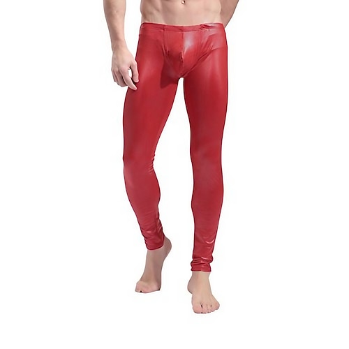 Herren Sexy Körper Unterteile Glatt Strassenmode Stilvoll Sexy Party Nachtclub Nylon PU Leder Stilvoll Gerade geschnitten Nur Hosen Frühling, Herbst, Winter, Sommer Schwarz Rote Image