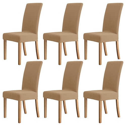 6 Stück wasserabweisende Stuhlhussen in Burgunderrot, Stretch-Stuhlhussen, Jacquard-Spandex-Stuhlschutzbezüge, Sitzhussen mit Gummiband für Esszimmer, Hochzeit Image