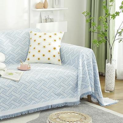 Sofa-/Couchbezug, Baumwolle, Sofaüberzüge, Sofahandtuchdecke, Sofaüberwürfe, Bezüge für Kissen, Couch, Couchbezug für Hunde, Möbelschutzbezug mit Quaste Image