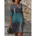 Damen Mini Kleid Petite Kleid T-Shirt Kleid Tee Kleid Shift Kleid Sommerkleid Aktiv Vintage Mode Outdoor Urlaub Reguläre Passform Florale Halblange Ärmel V-Ausschnitt Pink Marineblau Blau Grau