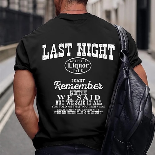 Männer Lustiges Grafik T-Shirt 'Letzte Nacht Alkoholgespräch ich kann mich nicht erinnern' Zitat Kurzarm Lifestyle Shirt Image