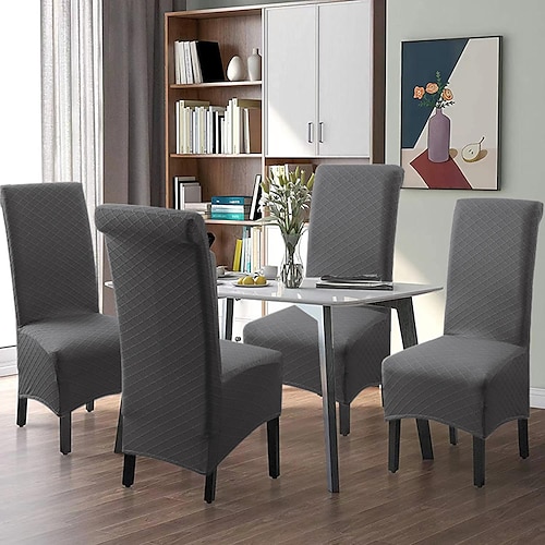 Stuhlhussen für Esszimmerstühle, wasserabweisend, dehnbar, Stuhlhusse mit hoher Rückenlehne, Schonbezug aus Spandex, Sitzbezüge mit Gummiband für Hochzeiten, 1 Stück Image