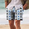 Herren Boardshorts Badeshorts Badehose Schwimmshorts Bademode Kordelzug mit Mesh-Futter Elastische Taille Herz Poker Komfort Atmungsaktiv Kurz Festtage Urlaub Strand Urlaub Hawaiianisch Rote Blau