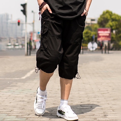 Herren Cargo Shorts Kurze Hosen Shorts Kurze Hosen Caprihose Bein Kordelzug Pattentasche Glatt Tarnfarben Komfort Atmungsaktiv Outdoor Täglich Ausgehen Modisch Strassenmode Armeegrün Armee-Gelb Image