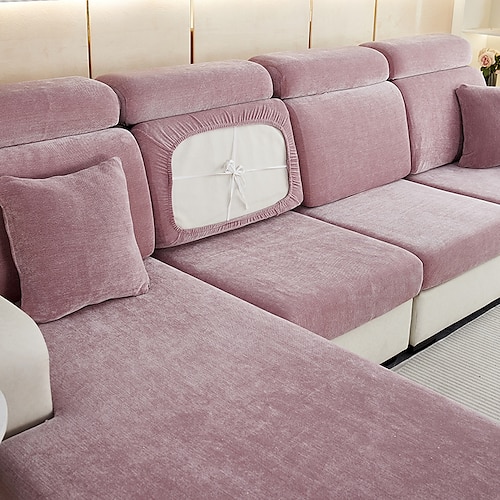 Stretch-Sofa Sitzkissenbezug Schonbezug elastischer Couch-Anreihsessel 2er-Sessel 4- oder 3-Sitzer L-Form solide weich strapazierfähig waschbar Image
