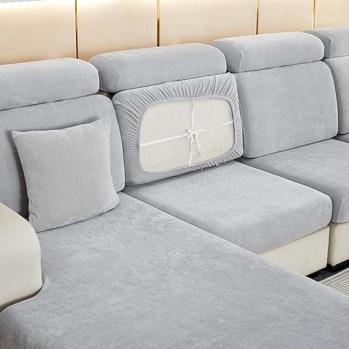Stretch-Sofa Sitzkissenbezug Schonbezug elastischer Couch-Anreihsessel 2er-Sessel 4- oder 3-Sitzer L-Form solide weich strapazierfähig waschbar Image
