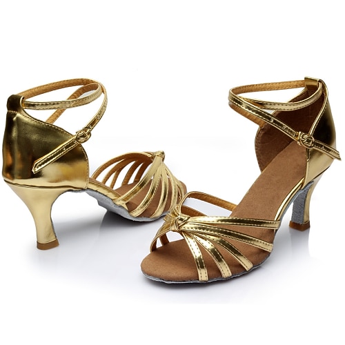 Latein-Tanzschuhe für Damen mit Leopardenmuster – Riemchen-Ballsaal-Pumps mit Wildledersohle für Salsa und Performance Image