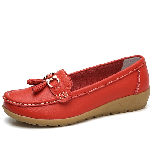 Damen Flats Slip-On Plus Size Klassische Loafers Weiche Schuhe Arbeit Tägliches Gehen Einfarbige Sommerschuhe Flacher Absatz Quadrate Zehen Lässiger Minimalismus Kunstleder PU Loafer Hellblau Wein Image