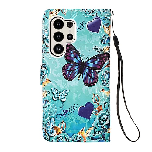 Handy Hülle Handyhüllen Für Samsung Galaxy S25 S24 S23 S23 FE S22 S21 Ultra Plus A14 A34 A54 A13 Rückseite Brieftaschenhülle Mit Ständer Magnetisch Mit Handgelenkschlaufe Retro TPU PU-Leder Image