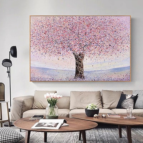 Mintura handgemachte abstrakte Ölgemälde mit dicker Textur, Baumlandschaft, Ölgemälde auf Leinwand, Wandkunst, Dekoration, modernes Bild für Heimdekoration, gerolltes, rahmenloses, ungedehntes Gemälde Image