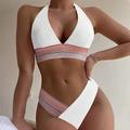 Damen Badeanzug Bikinis 2 Stück Normal Bademode Schnell Trocknend Push-Up Hosen Einfarbig Rundhalsausschnitt Sport Sexy Badeanzüge