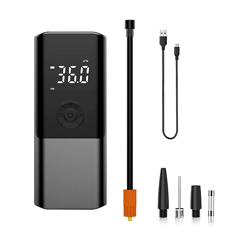 Akku-Luftpumpe für Autoreifen, 150 psi, tragbare Luftkompressorpumpe für Autoreifen mit 6000-mAh-Batterie, Reifenpumpe mit LED-Licht für Auto, Fahrrad, Motorball Image