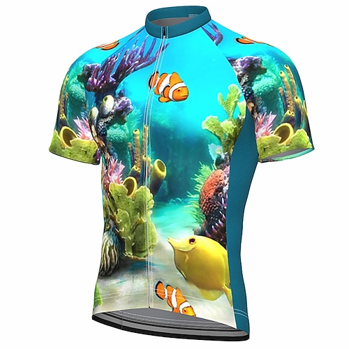 Herren Radtrikot Grafik Fisch Lustig Kurzarm Fahhrad Trikot Oberteil mit 3 Gesäßtaschen Mountainbike MTB Straßenradsport Schnelltrocknend Weich Reflektierende Streifen Rückentasche Sport Schwarz Wei Image