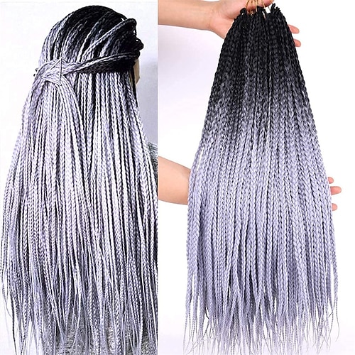Box Braids Häkelhaar 6 Packungen 24 Zoll Ombre Dark Roots Honey Blonde 3x Goddess Senegalese Twist Tissage Fiber Kanekalon Braiding Hair Extensions 22 Strähnen/Packung 100g Image