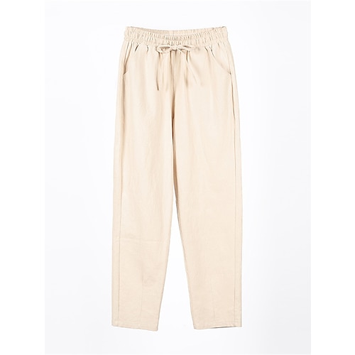 Damen Baumwoll Mischung Capri-Shorts Baggy-Hosen Haremshose Streetwear Einfach Lässig Lang Mittlere Taille Einfach Kordelzug Tasche Baggy Weich Außenbereich Bequem Mikroelastisch Outdoor Urlaub Image