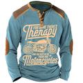 Buchstabe Grafik-Drucke Modisch Basic Brautkleider schlicht Herren Henley Shirt Grafischen T-Shirt Vintage-Shirt Outdoor Täglich Ausgehen T-Shirt Blau Braun Grün Langarm Henley Hemd Frühling Sommer