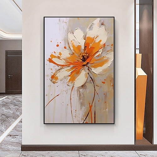 Mintura handgemachte abstrakte Blumen-Ölgemälde auf Leinwand, Wandkunst, Dekoration, modernes Bild für Heimdekoration, gerolltes, rahmenloses, ungedehntes Gemälde Image