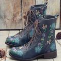 Damen Stiefel Springerstiefel Stiefeletten Outdoor Täglich Blumen Stiefeletten Stiefeletten Winter Stickerei Niedriger Absatz Blockabsatz Runde Zehe Elegant Vintage Brautkleider schlicht PU Halbschuhe