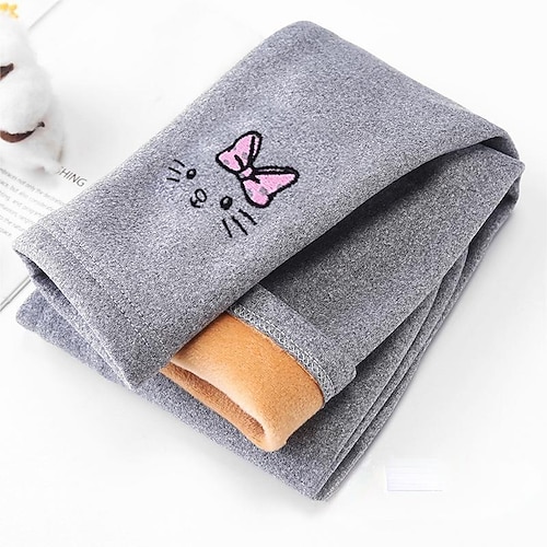 kinderkleidung Mädchen Gamaschen Tier Aktiv Schulanfang Baumwolle 7-13 Jahre Frühling YM-Fleece-Leggings – Rosa YM Fleecehose-Bär schwarz YM Fleecehose-Bär hellgrau Image