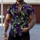 Graphic Leaves Herren Resort Hawaiian 3D Printed Shirt Button Up Kurzarm Sommer Strand Aloha Shirt Urlaub Täglich Tragen S bis 3XL