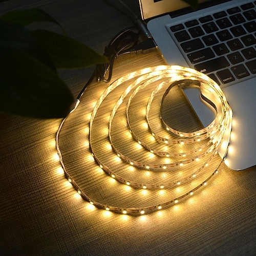 led lichtstreifen usb schnittstelle oder aa batteriekasten netzteil flexibel 2835 smd pro meter 60 leds 8mm warmweiß kaltweiß 5v led lichtstreifen Image
