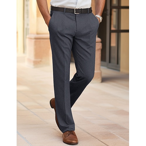 Herren Anzughosen Hose Hosen Anzughose Tasche Glatt Komfort Atmungsaktiv Outdoor Täglich Ausgehen Modisch Brautkleider schlicht Schwarz Dunkelblau Image