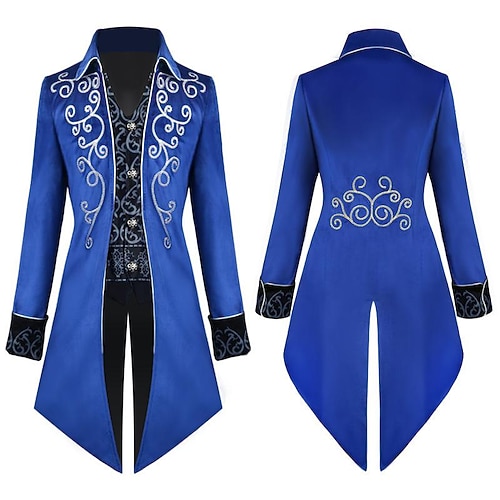 Prinz Gentleman Übergröße Vintage Punk Gothic Mittelalter 18. 17. Jahrhundert Cosplay Kostüm Smoking Frack Herren Weihnachten Ebenezer Scrooge Elf Besticktes Kostüm Cosplay Aufführung Bühne Karneval Image