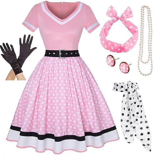 1950er Vintage inspiriertes Schlagkleid Damenkostüm Vintage Cosplay Date Partyamp;Abendfest Seidenschal