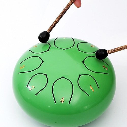 Zungentrommel aus legiertem Stahl, 6 Zoll, 8 Noten, Handtrommeln mit Tasche, Stäbchen, Musikbuch, Klangheilinstrumente für musikalische Bildung, Unterhaltung, Meditation, Yoga, Zen-Geschenke Image