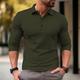 Herren Waffel-Poloshirt Polos mit Knöpfen Casual Sport Kargen Langarm Modisch Basic Glatt Taste Frühling Herbst Regular Fit Armeegrün Orange Khaki Hellgrau Waffel-Poloshirt