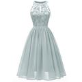 A-Linie Cocktailkleider minimalistisches Kleid Partykleid Hochzeitsgast kurz / Mini ärmellos Neckholder Spitze mit Falten 2024