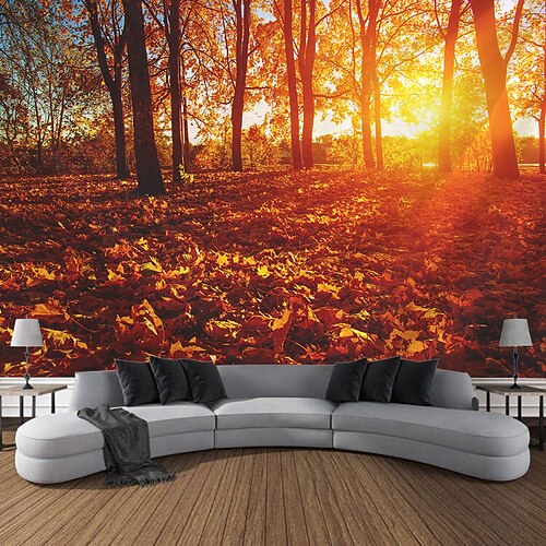 Wandteppich Herbst Wald Landschaft Tapisserie Wandkunst große Tapisserie Wanddekoration Fotografie Hintergrund Decke Vorhang Home Schlafzimmer Wohnzimmer Dekoration Wandtuch XXL Natur Image