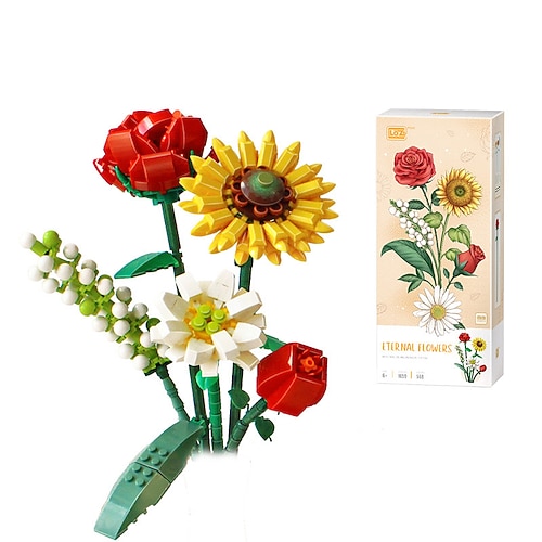 Weihnachtsgeschenke für Frauen Mama Sie Miniatur Bauklötze Blumenstrauß Set Künstliche Blumen DIY Einzigartige Wohnkultur Pflanzen-Serie Wohnkultur Valentinstag Muttertagsgeschenk B Image