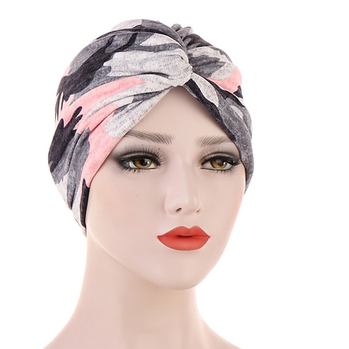 Frauen muslimischer täglicher Turban faltbarer Kreuz geknoteter Haarschal elastischer Kopfwickel Kopfbedeckung Bandanas Dame Haarhüte Mütze Haarausfall Zubehör Image