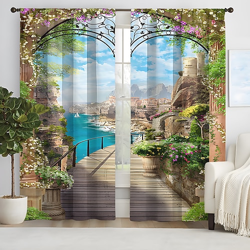 2-teilige Vorhangvorhänge, Verdunkelungsvorhang für Wohnzimmer, Schlafzimmer, Küche, Fensterbehandlungen, wärmeisolierte Raumverdunkelung Image