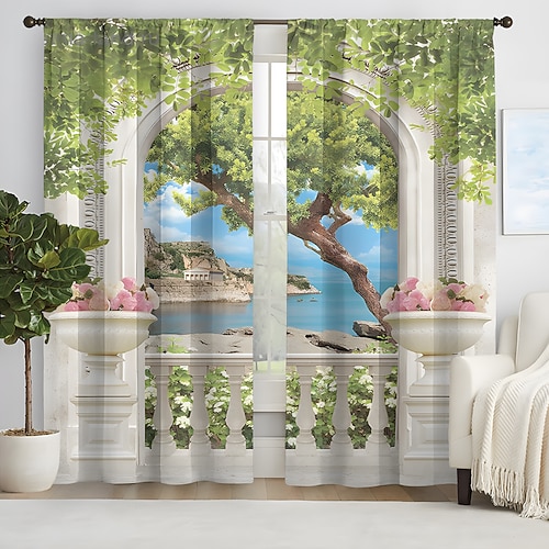 2-teilige Vorhangvorhänge, Verdunkelungsvorhang für Wohnzimmer, Schlafzimmer, Küche, Fensterbehandlungen, wärmeisolierte Raumverdunkelung Image