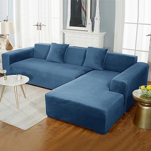 Samt-Sofabezug, weinrot, Stretch-Sofabezug für Kissencouch, dicker, weicher Sofabezug, waschbarer Möbelschutz, Sofabezüge für Hunde, passgenauer Sofabezug Image