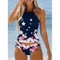 Damen Badeanzug Tankini 2 Stück Badeanzüge Normal Bademode Halfter 2 teilig Bescheidene Badebekleidung Blumen Blumenmuster Urlaub Strandbekleidung Badeanzüge