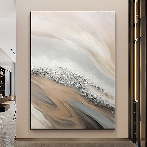 handgemaltes Ölgemälde, handgefertigte Wandkunst, beige Wabi-Sabi-Kunst, neutrales beige-schwarzes Gemälde, modernes beige-schwarzes Gemälde, beige-schwarze Textur, Kunst, Heimdekoration, fertig zum Image