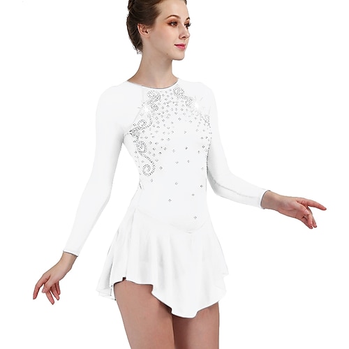 Eiskunstlaufkleid Damen Mädchen Eislaufen Kleider Austattungen Violett Weiß Dunkelmarine Rückenfrei Gitter Elasthan Hochelastisch Wettbewerb Eiskunstlaufkleidung Rasche Trocknung Handgemacht Image