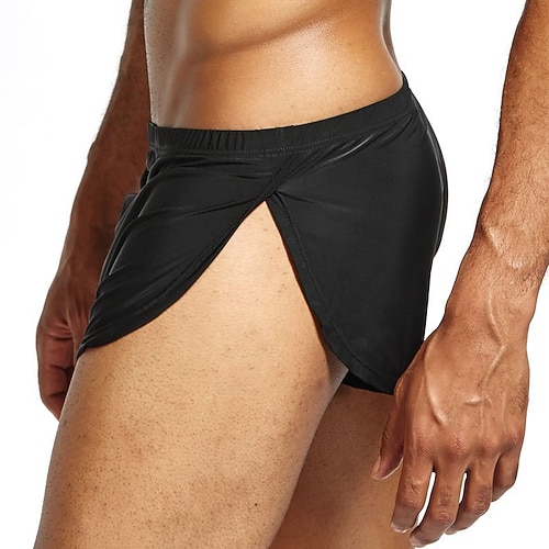 Herren Lounge Bottom Reine Farbe Mode Ultra Slim Hot Home Bett Spa Nylon Atmungsaktive Kurze Hose Shorts Sommer Schwarz Weiß Home Outfits Image