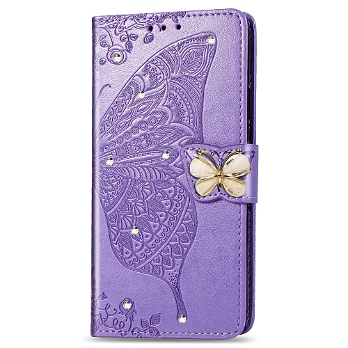 Handy Hülle Handyhüllen Für Samsung Galaxy S24 S23 S22 S21 FE S21 Ultra Plus A34 A54 A72 A32 A52 Brieftaschenhülle Strass Mit Kartenhalter Magnetischer Flip Schmetterling PU-Leder Image