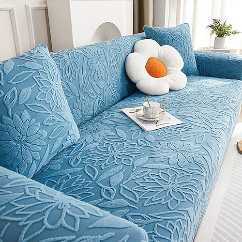 Blumen-Jacquard-Sofabezug, Stretch-Schonbezüge, weicher, langlebiger Sofabezug, 1 Stück Spandex-Stoff, waschbarer Möbelschutz, passend für Sesselsitz/Loveseat/Sofa/XL-Sofa/L-förmiges Sofa Image