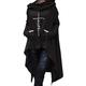 Damen Glauben Hoodie Sweatshirt unregelmäßiger Saum Midi langer Kapuzenpullover lässig lockerer Pullover Trainingsanzug schwarz