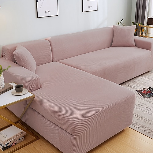 staubdichte, allmächtige Schonbezüge, Stretch-Sofabezug in L-Form, Burgunderrot, superweicher Stoff, Sofabezug mit einem kostenlosen Boster-Case, moderner Sofabezug für das Wohnzimmer, Möbelschutz Image