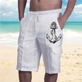 Herren Shorts Kurze Hosen Sommer-Shorts Baggy Shorts Kurze Hosen Kordelzug Elastische Taille Mehrere Taschen Graphic Anker Atmungsaktiv Weich Kurz Casual Täglich Festtage Strassenmode Designer Wei