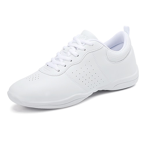 Tanz-Sneakers aus weißem Kunstleder für Damen, Herren und Kinder, leichte Schnürschuhe mit rutschfester Sohle, perfekt für Jazz, Hip-Hop und Gesellschaftstanz Image