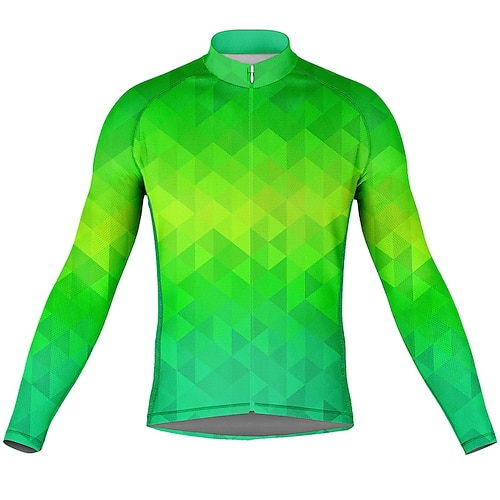 Herren Radtrikot Grafik Farbverlauf Langarm Fahhrad Oberteil mit 3 Gesäßtaschen Mountainbike MTB Straßenradsport Schnelltrocknend Reflektierende Streifen Rückentasche Feuchtigkeitsableitend Sport Image